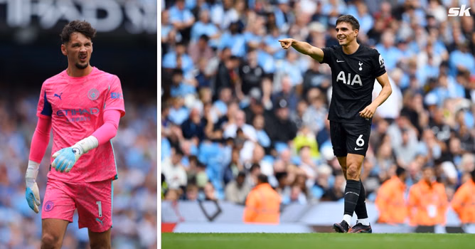 Manchester City superstar spotted laughing on the bench after James Trafford’s error leads to Tottenham goal, image goes viral