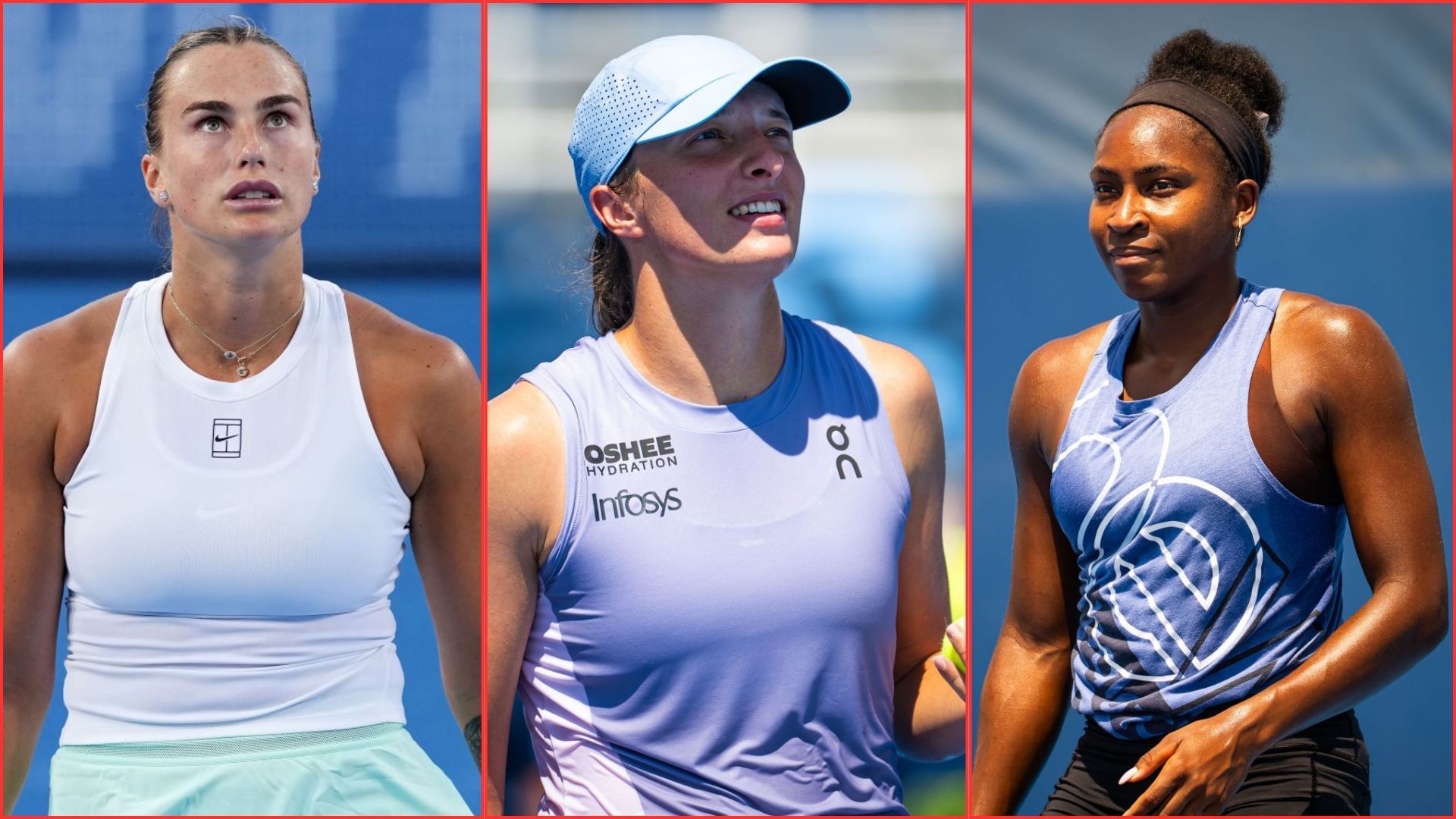 (L-R) Aryna Sabalenka, Iga Swiatek, and Coco Gauff | Getty