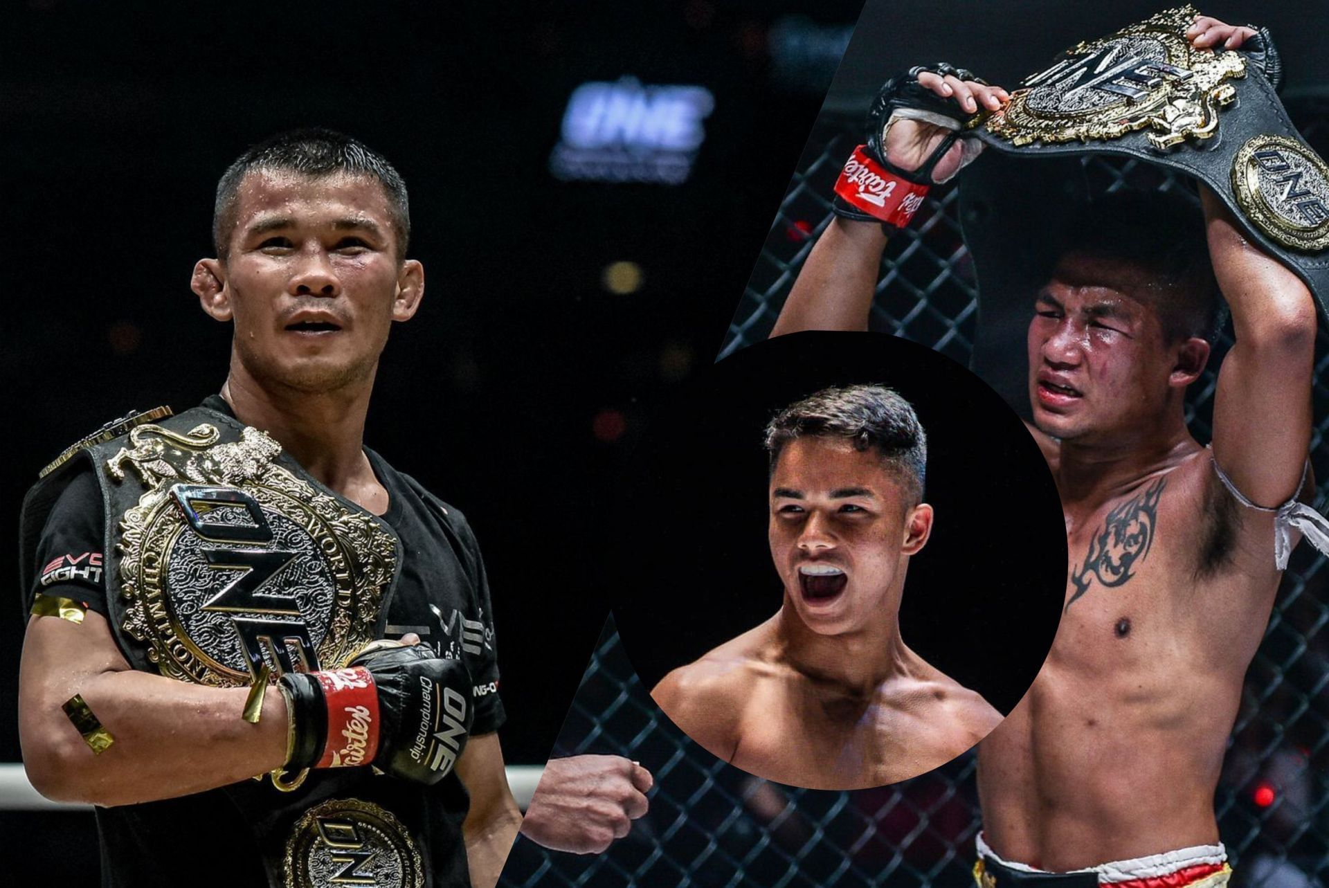 (From left) Nong-O Hama, Johan Ghazali, and Rodtang Jitmuangnon. [Images from ONE Championship]