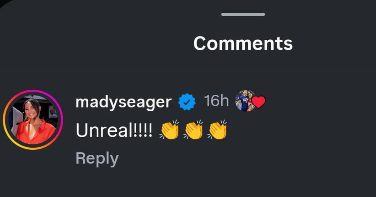 Madisyn Seager&#039;s comment on Rebekah Eovaldi&#039;s IG post [Image via Instagram]