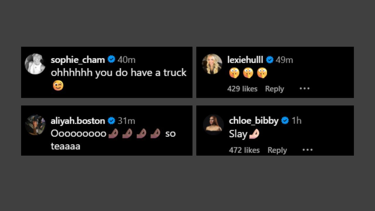 Clark&#039;s teammates comment on her sneaker line&#039;s logo reveal. (Credits: @caitlinclark22/Instagram)