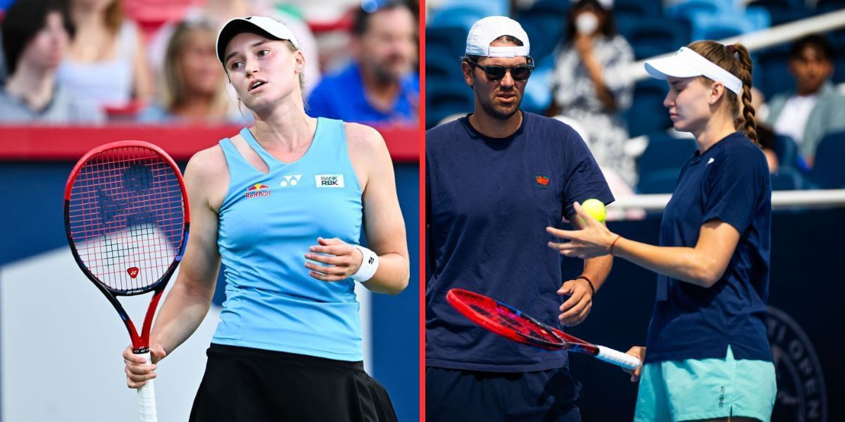 Elena Rybakina (left), Stefano Vukov and Rybakina (right), Sources: Getty