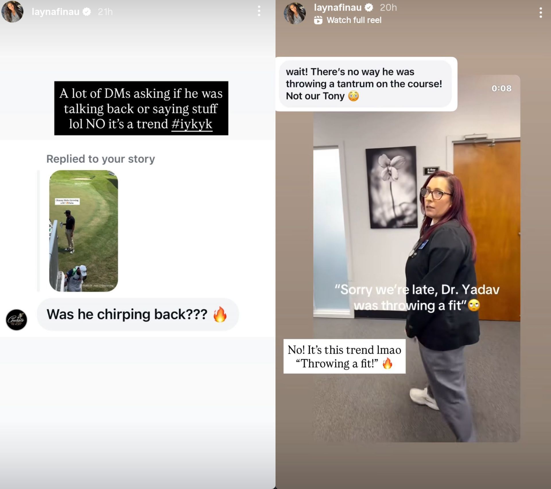 Screenshots of Alayna Finau&#039;s Instagram stories - Source - @laynafinau on Instagram