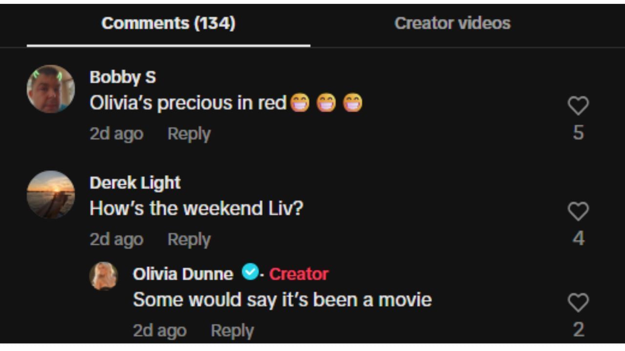 Comments section (Source: @livvy/TikTok)