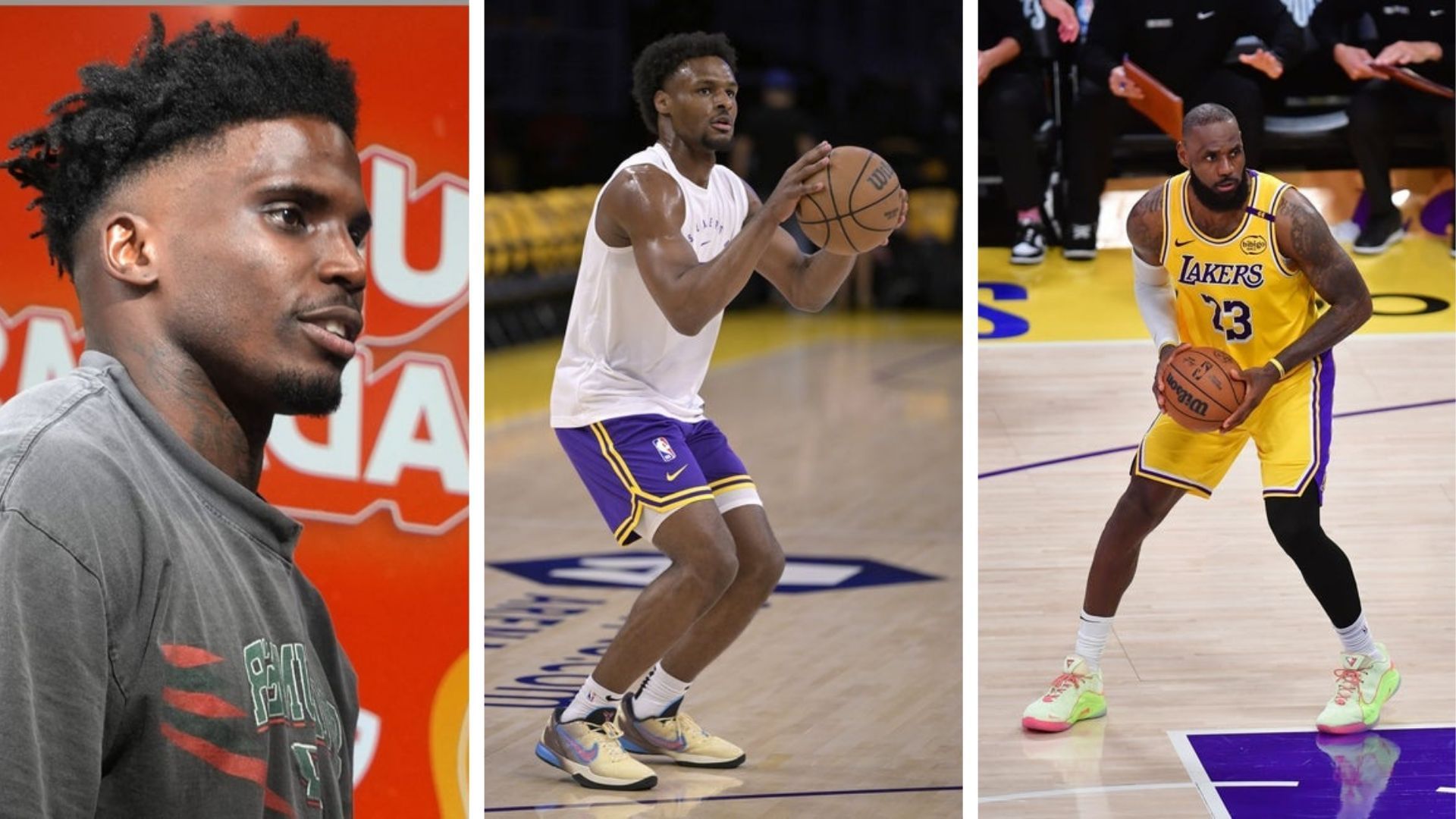 Tyreek Hill, Bronny James, and LeBron James