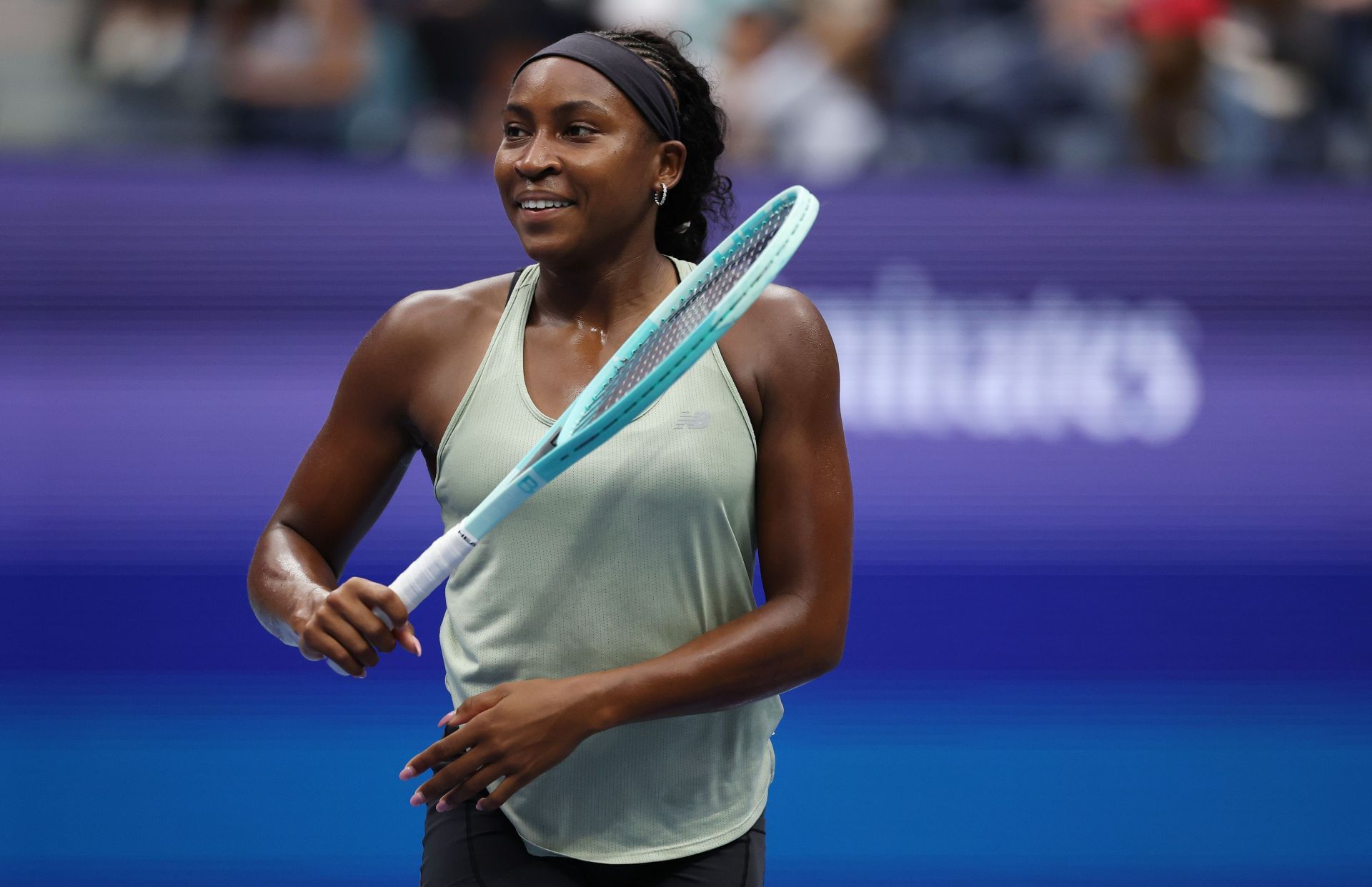 Gauff in action during a practice session at the 2025 US Open (Image Source: Getty)