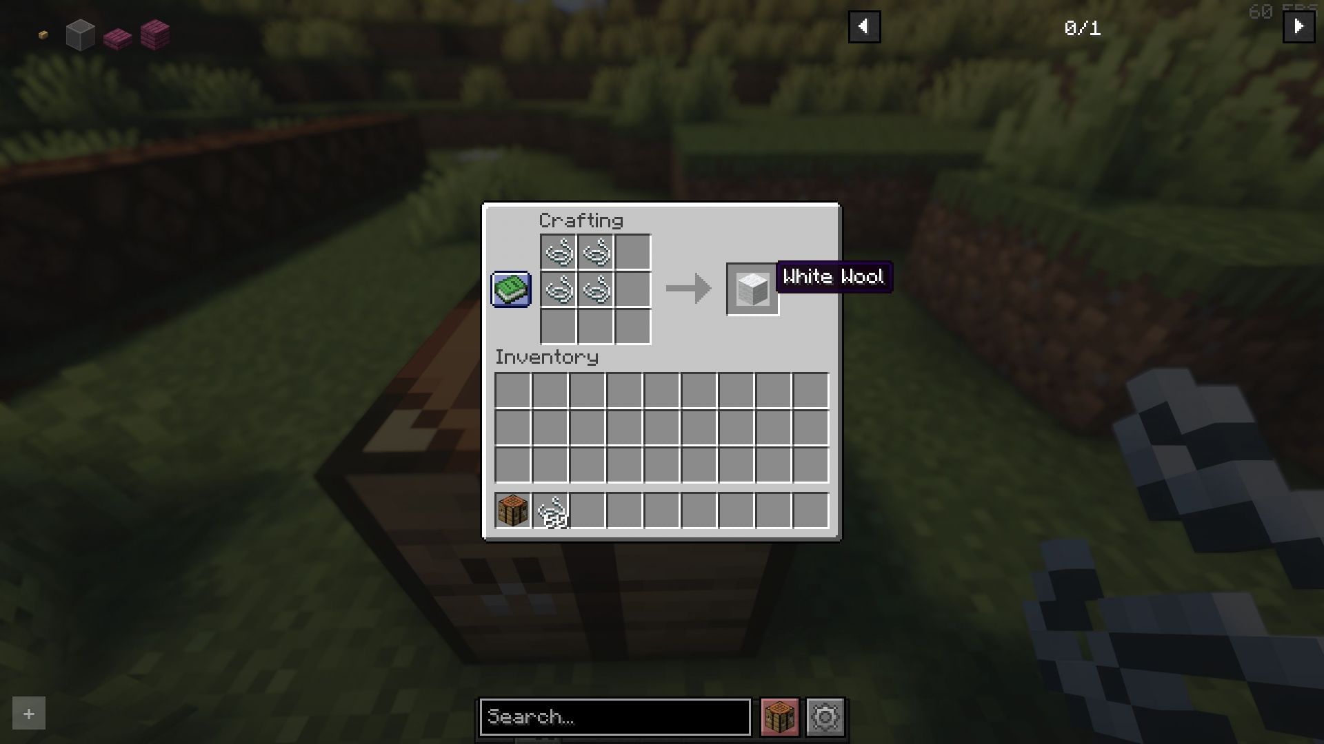 Wool can be crafted for beds if players have enough strings (Image via Sportskeeda Gaming || Mojang Studios)