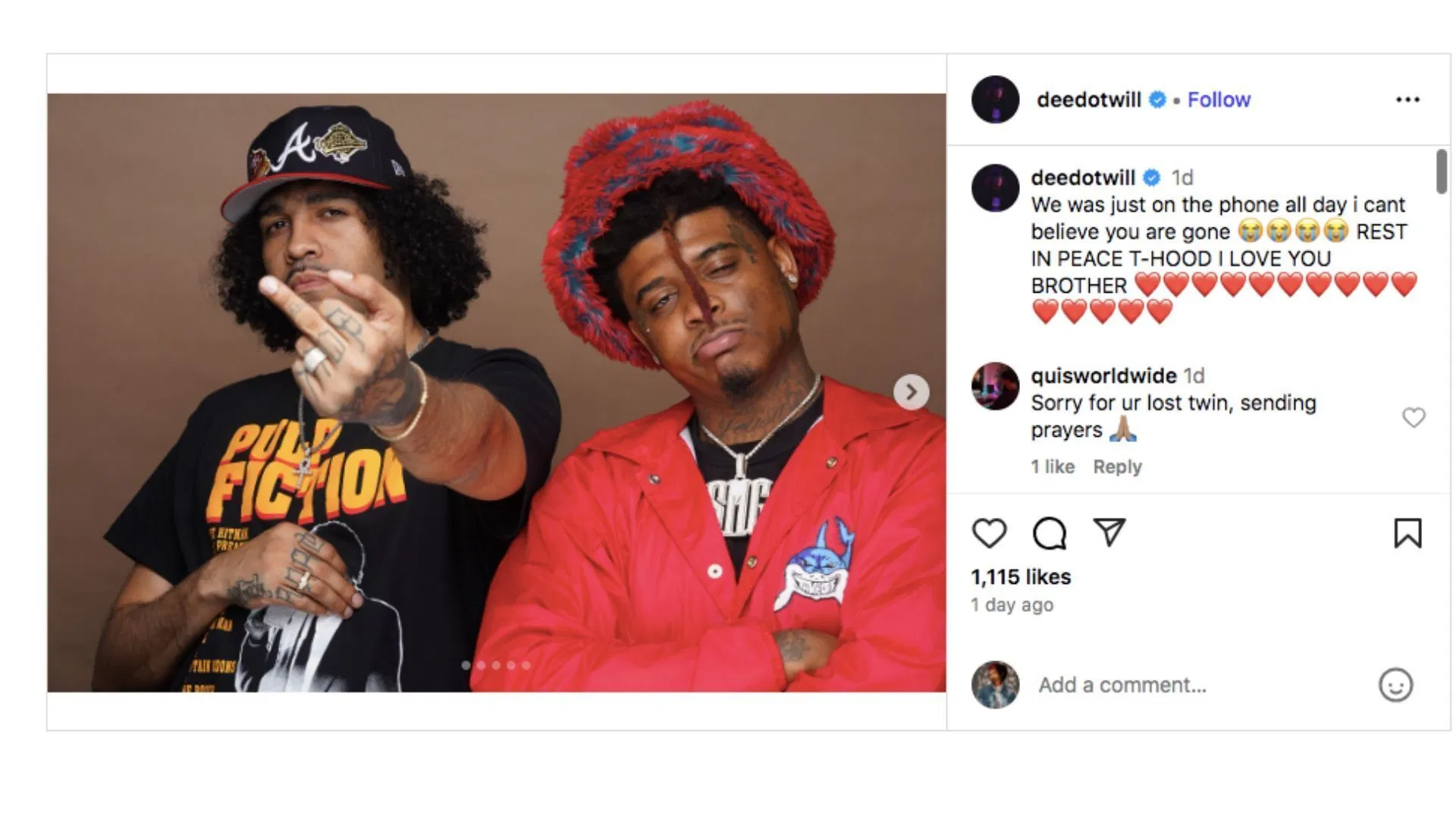 Producer Deedotwill&#039;s message for Tevin Hood (Image via Instagram/@deedotwill)
