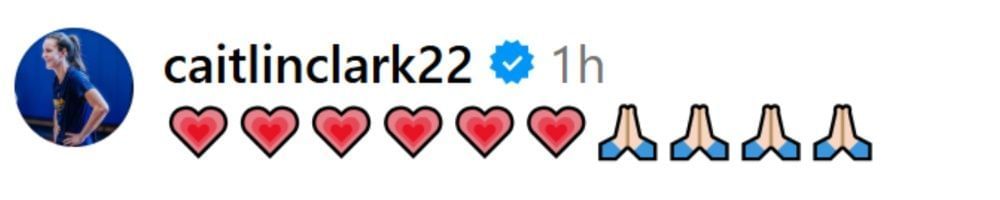 Caitlin Clark comments on Connor McCaffery&#039;s post. (Photo: @connor_m30 on Instagram)