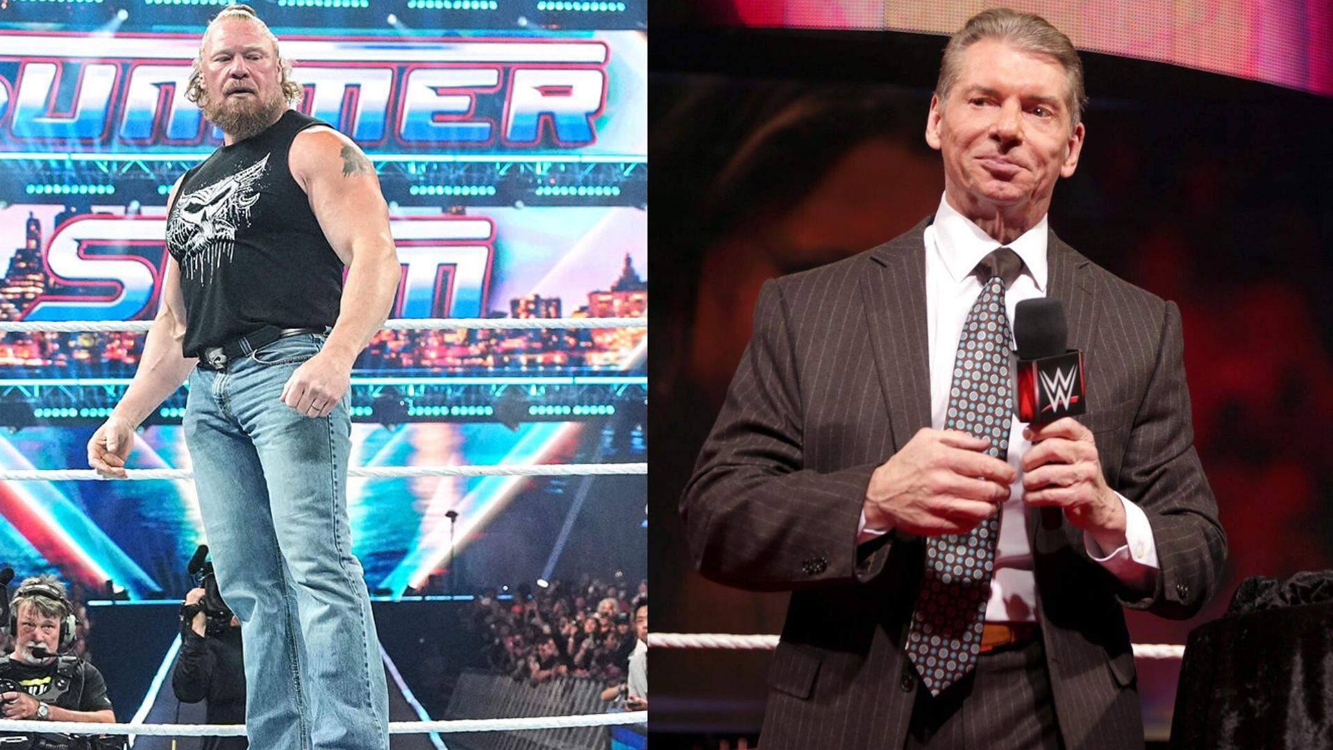 Brock Lesnar (left); Vince McMahon (right) [Image credits: WWE.com]