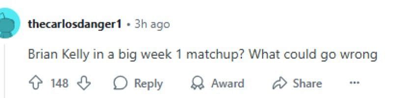 Another fan reacts to Dabo Swinney&#039;s comments (Image credit: Reddit/@thecarlosdanger1)