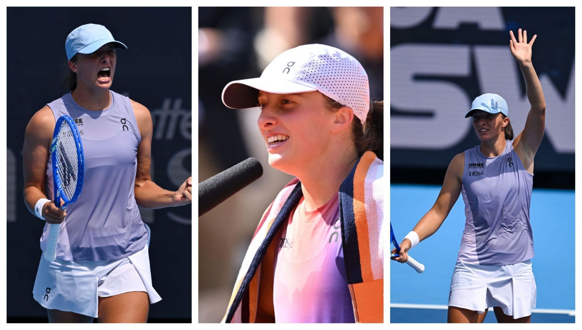 Iga Swiatek used her sense of humour to entertain the crowd after he QF win - Source:  Getty
