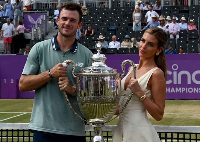 "I got bopped!" - Tommy Paul playfully chastises fiancée Paige Lorenze for drawing attention to his crushing loss to Carlos Alcaraz