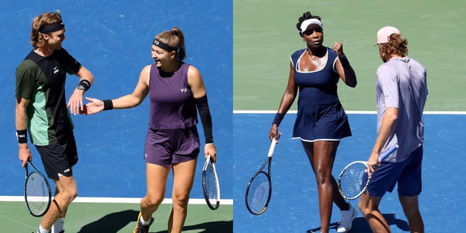 Karolina Muchova calls US Open mixed doubles an 'exhibition' in strange moment after beating Venus Williams & Reilly Opelka with partner Andrey Rublev