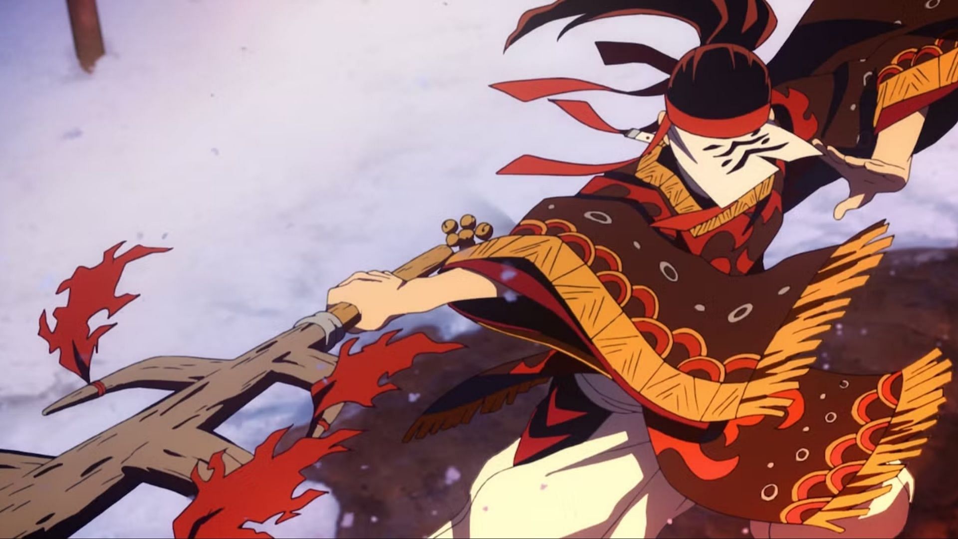 Tanjuro Kamado doing the Hinokami dance as seen in the anime (Image via Ufotable)
