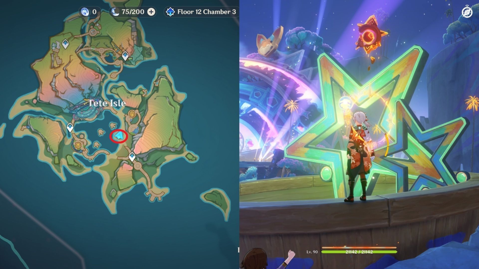Above the star in Tete Isle (Image via HoYoverse)
