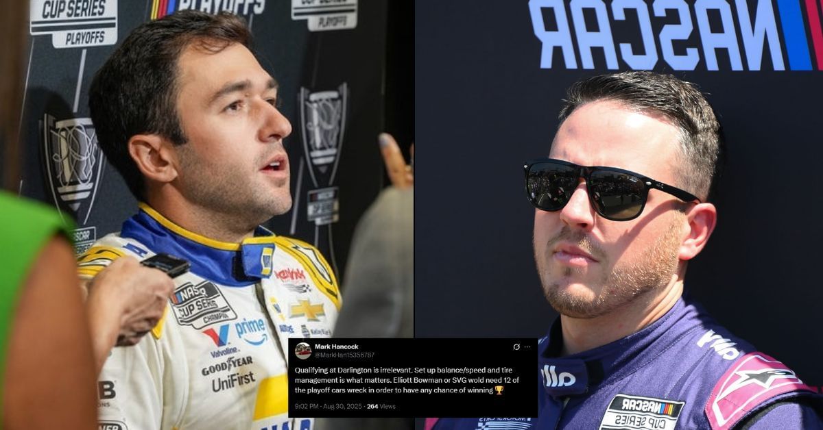 Fans react to Chase Elliott and Alex qualifying behind Shane van Gisbergen (Source: Images from Imagn &amp; Tweet: @MarkHan15356787)