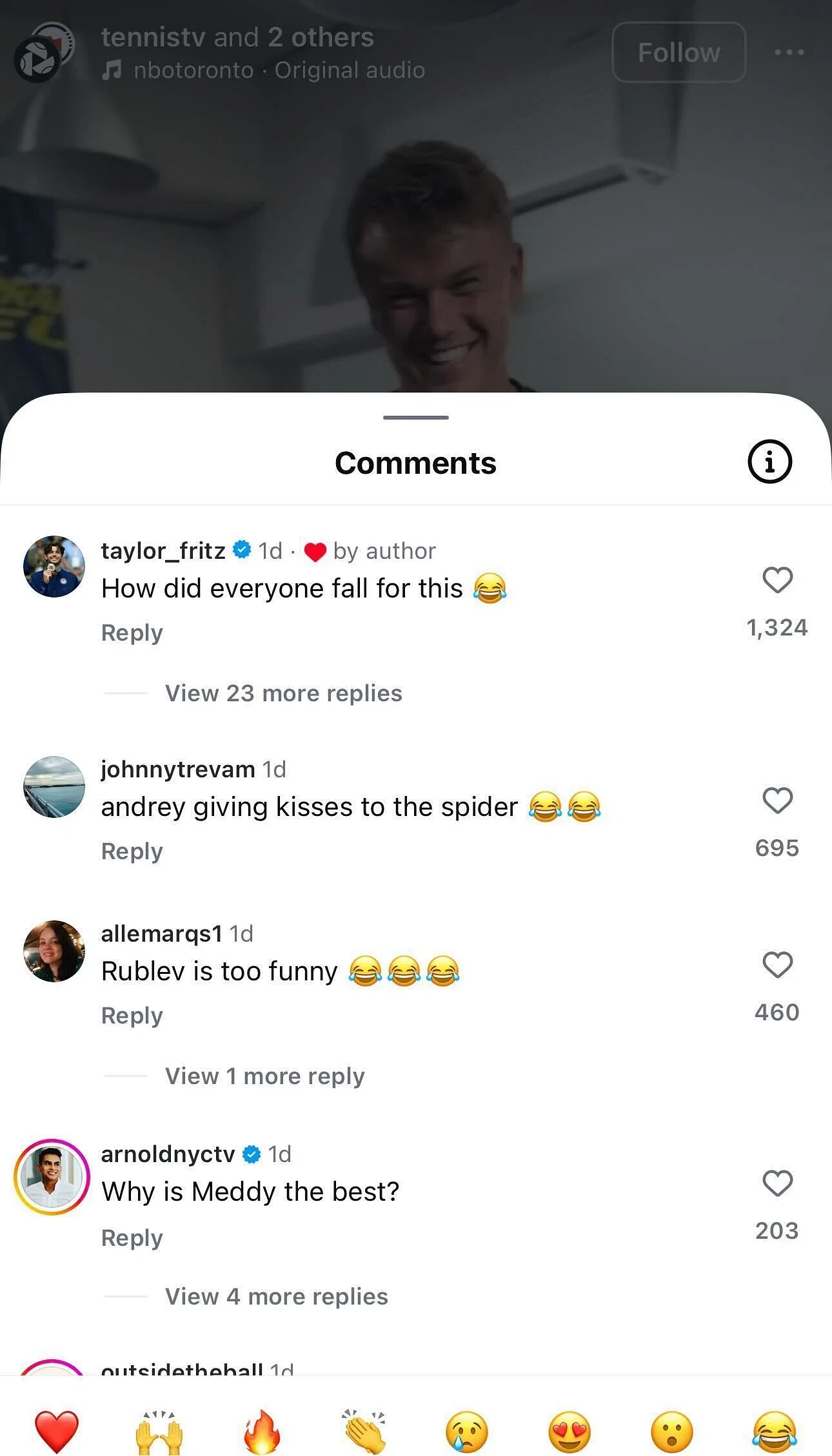 Taylor Fritz comment in the comments section