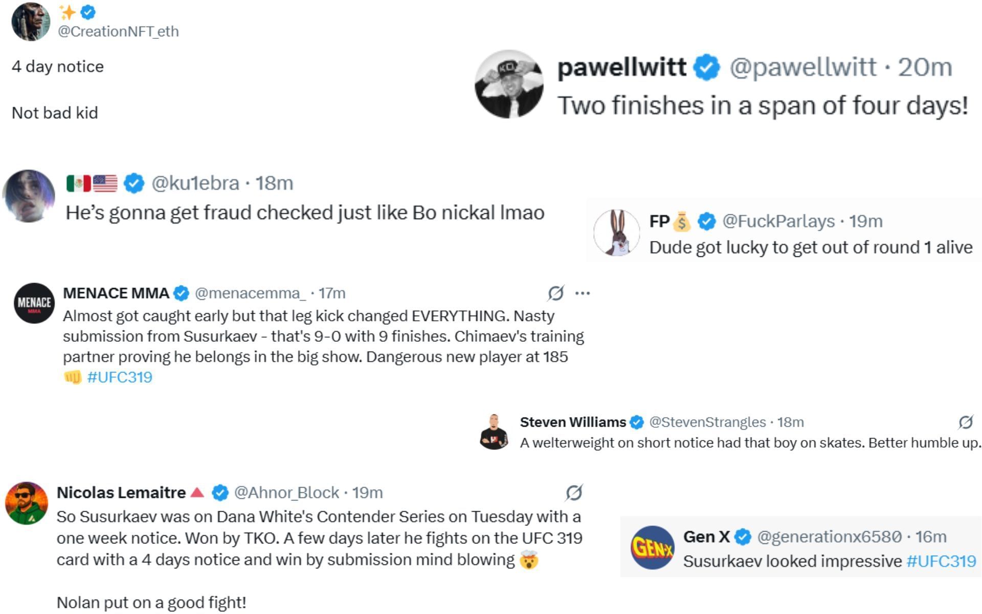 Fan reactions [Screenshots courtesy: @ufc on X]