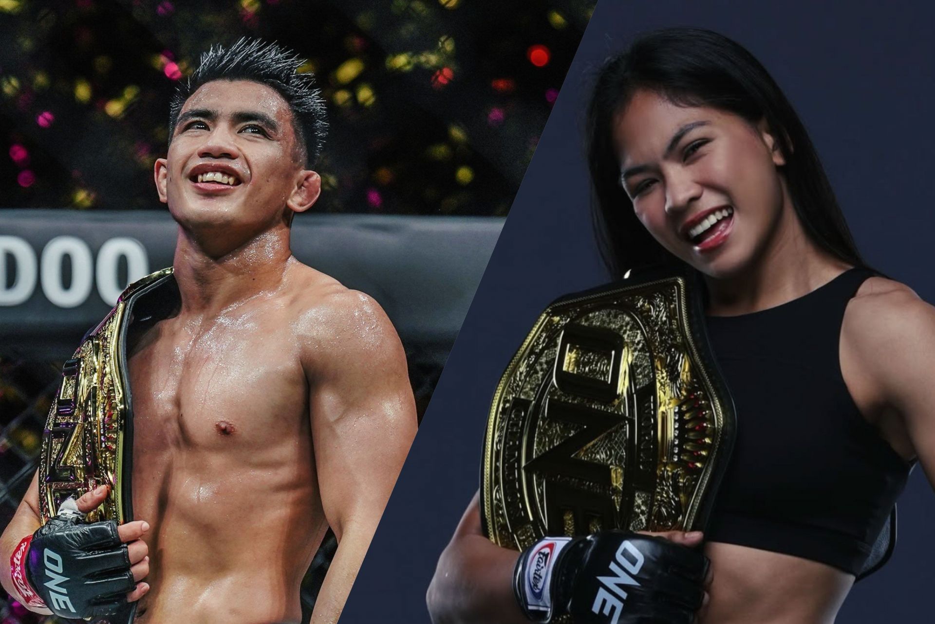 (From left) ONE world champions Joshua Pacio and Denice Zamboanga. [Images by ONE Championship]