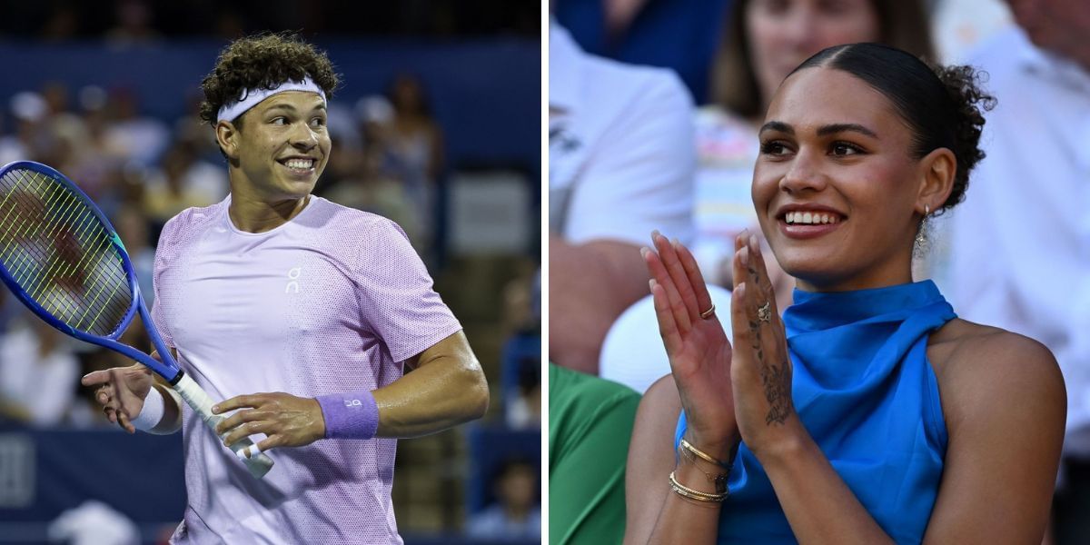 Ben Shelton (L) vibes on popular song with girlfriend Trinity Rodman (R) after US Open win, (Source: Getty Images)