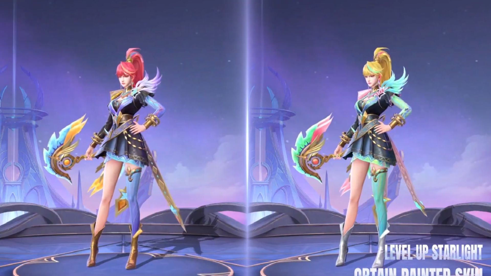 The two variants of Hanabi &quot;Chic Glamour&quot; skin (Image via Moonton Games)