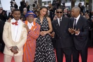 Aubrey Joseph, Spike Lee, Ilfenesh Hadera, A$AP Rocky, and Denzel Washington at the Highest 2 Lowest red carpet at the 78th annual Cannes Film Festival (Image via Getty)