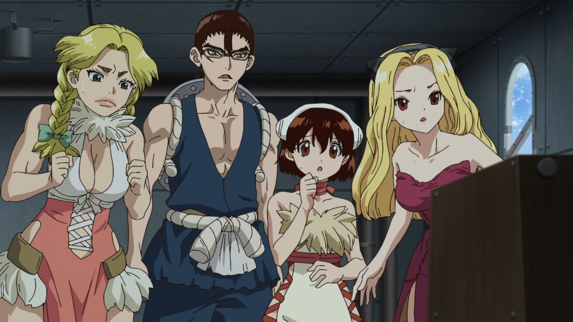 Corn City team as seen in Dr. Stone: Science Future part 2 episode 7 (Image via TMS Entertainment)