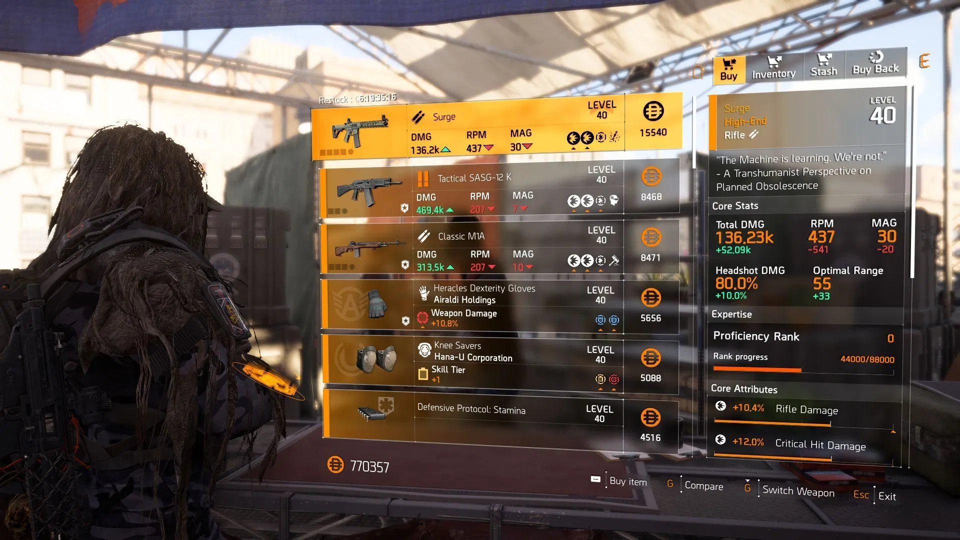 The Division 2 vendor found at the Theatre Settlement (Image via Sportskeeda Gaming || Ubisoft)