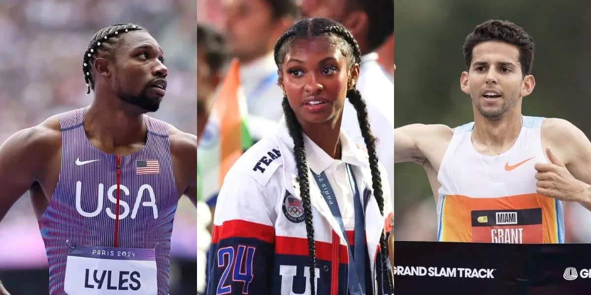 Noah Lyles, Masai Russell and Grant Fisher missed titles at Lausanne Diamond League. PHOTO: Getty Images
