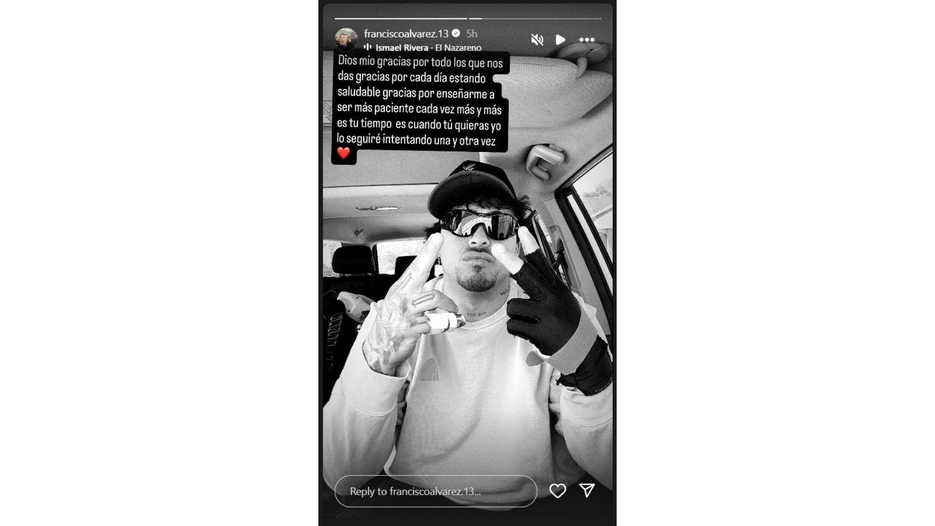 Francisco Alvarez&#039;s Instagram story (Source: Instagram @franciscoalvarez.13)