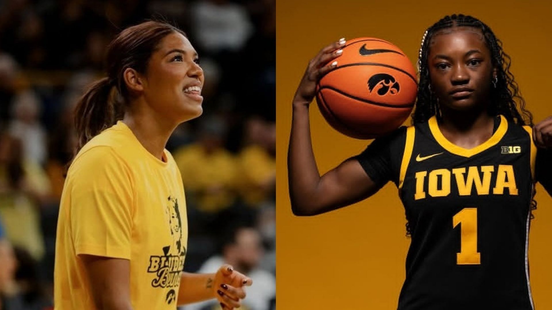 Iowa Hawkeyes star Jada Gyamfi and Chazadi Wright. (Images via Instagram @jadagyamfi and @chit_chat1) 