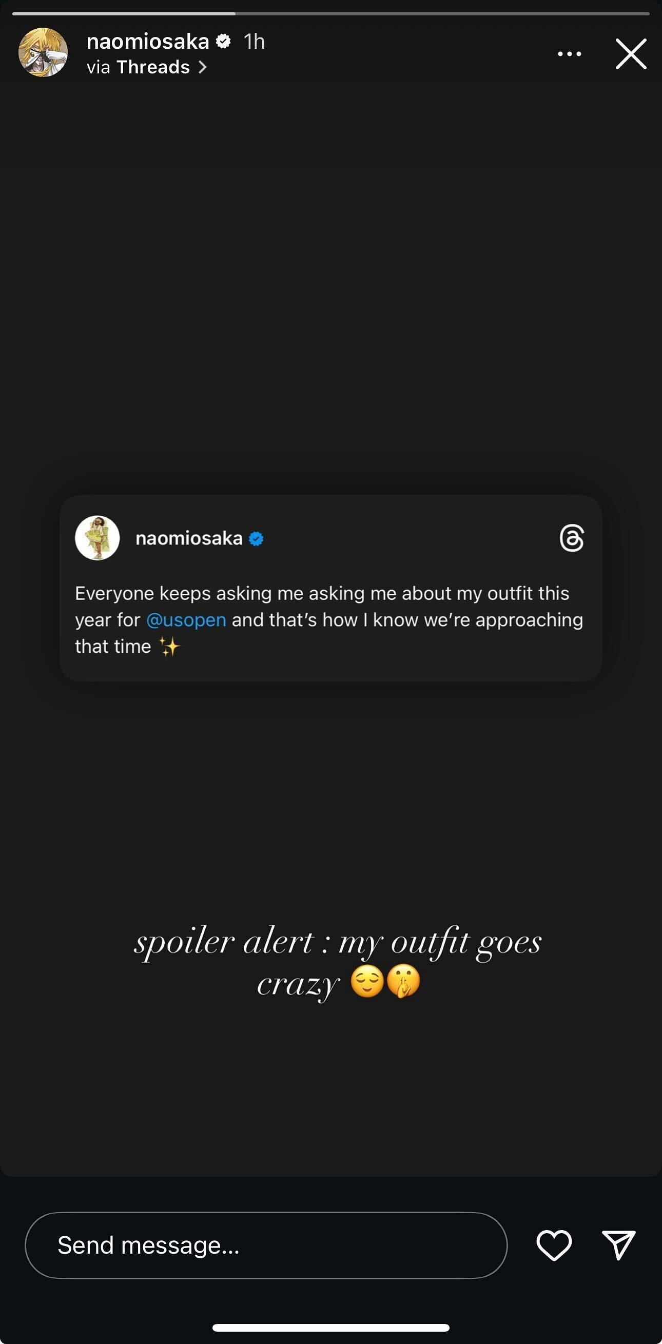 Naomi Osaka's Instagram story