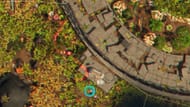 The outpost is just south of the red ribbon by the Statue boundary, northeast of the Empty Terrarium (Image via Obsidian Entertainment)