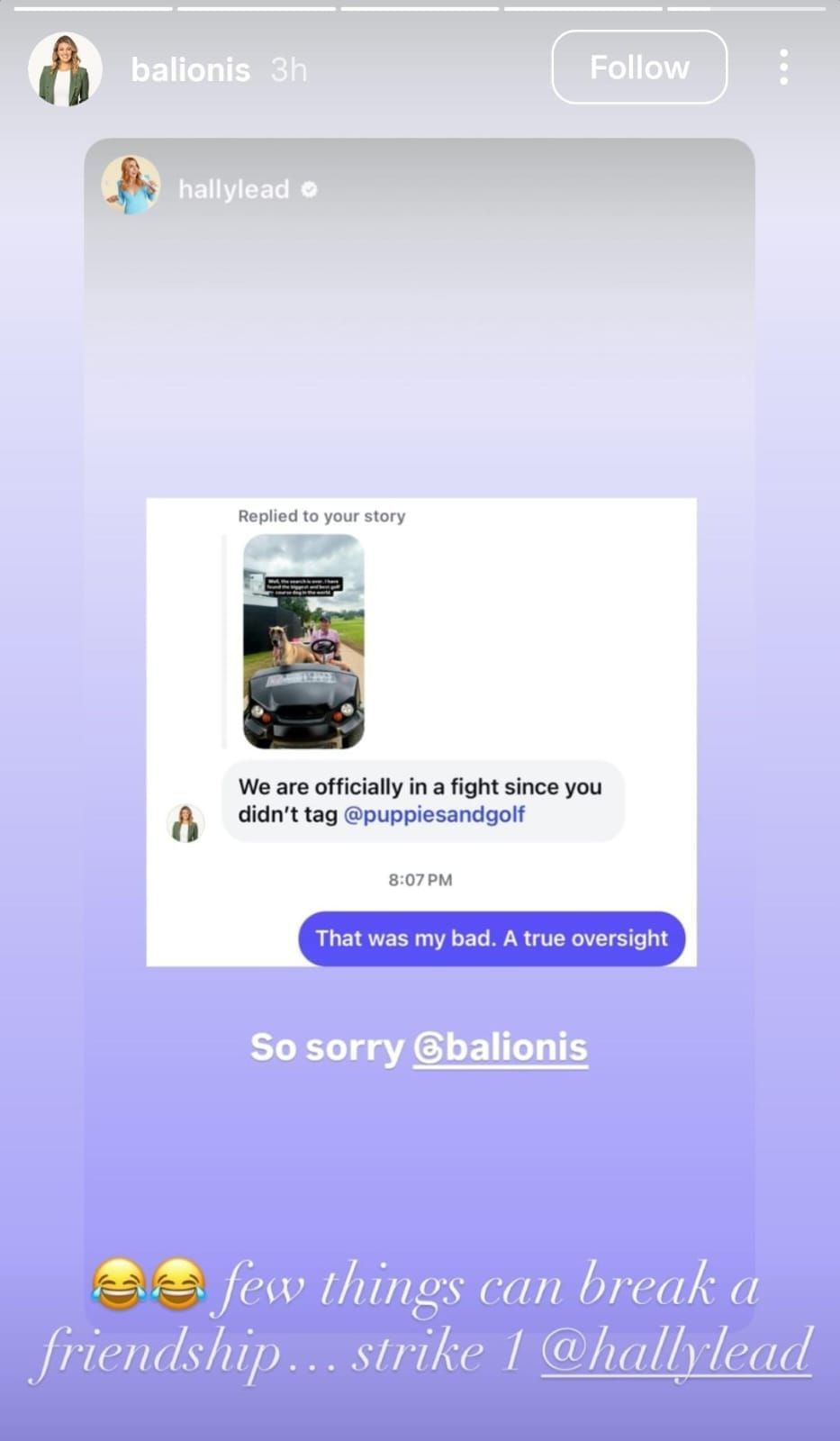 Amanda Balionis&#039; conversation with a fellow CBS colleague ( via Instagram)