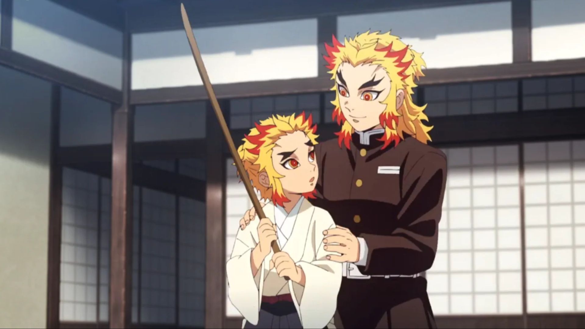 Kyojuro and Senjuro Rengoku as seen in the Demon Slayer anime (Image via Ufotable)