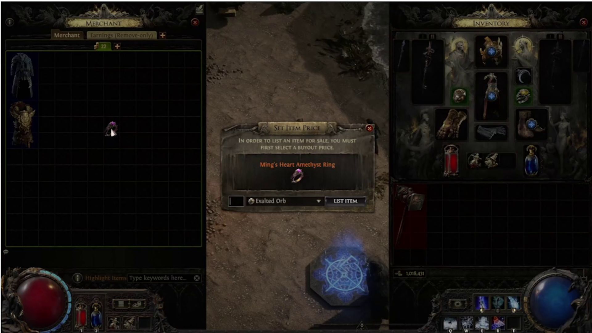 Set prices before putting items up for sale in Path of Exile 2 (Image via Grinding Gear Games)