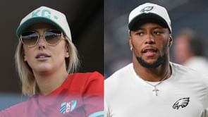 Saquon Barkley's fiancée Anna Congdon compliments Brittany Mahomes' blonde look as SI model flaunts Chiefs merch