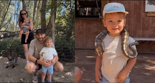 Stuart Skinner's son Beau carries a snake on his shoulder during family's offseason holiday in August [In Photos]