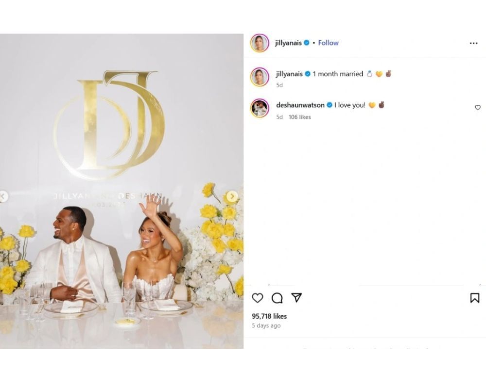 Watson and Jilly Anais celebrate one month of marriage with romantic wedding photos [IG/@jillyanais]