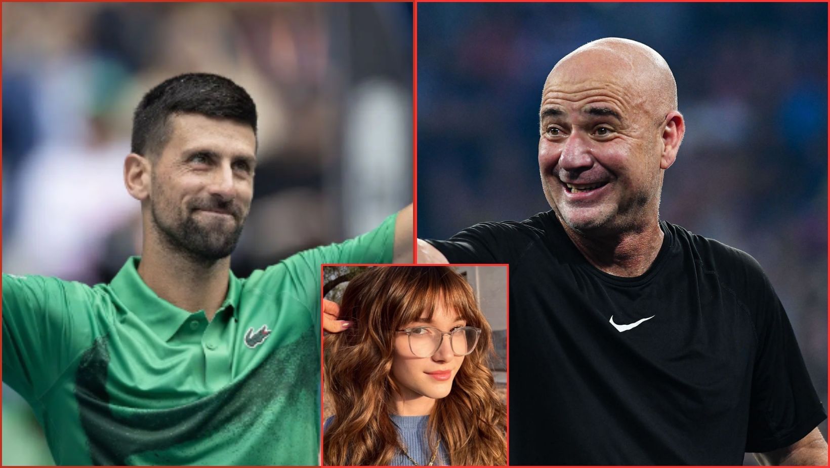 Andre Agassi and his daughter Jaz support Novak Djokovic at the US Open (Image Source: Getty)