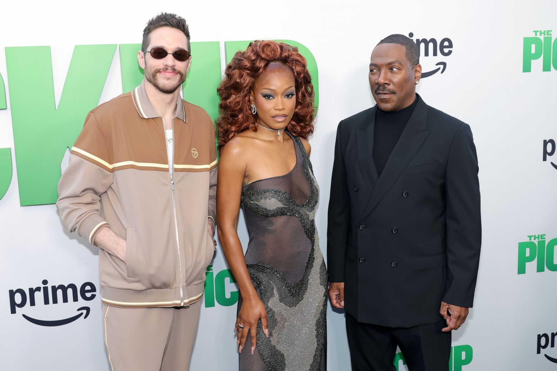 Pete Davidson, Keke Palmer, and Eddie Murphy at the world premiere of The Pickup (Image via Getty)