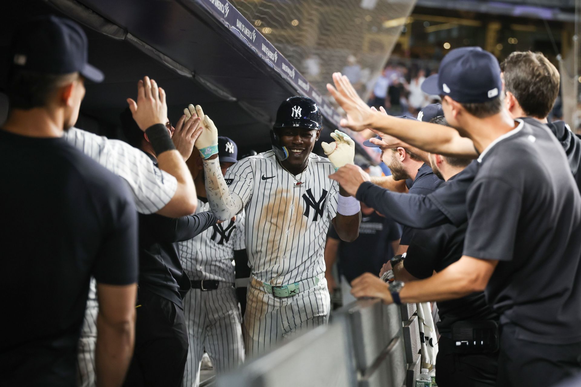 Jazz Chisholm Jr. celebrates after hitting a home run against the Minnesota Twins - Source: Getty