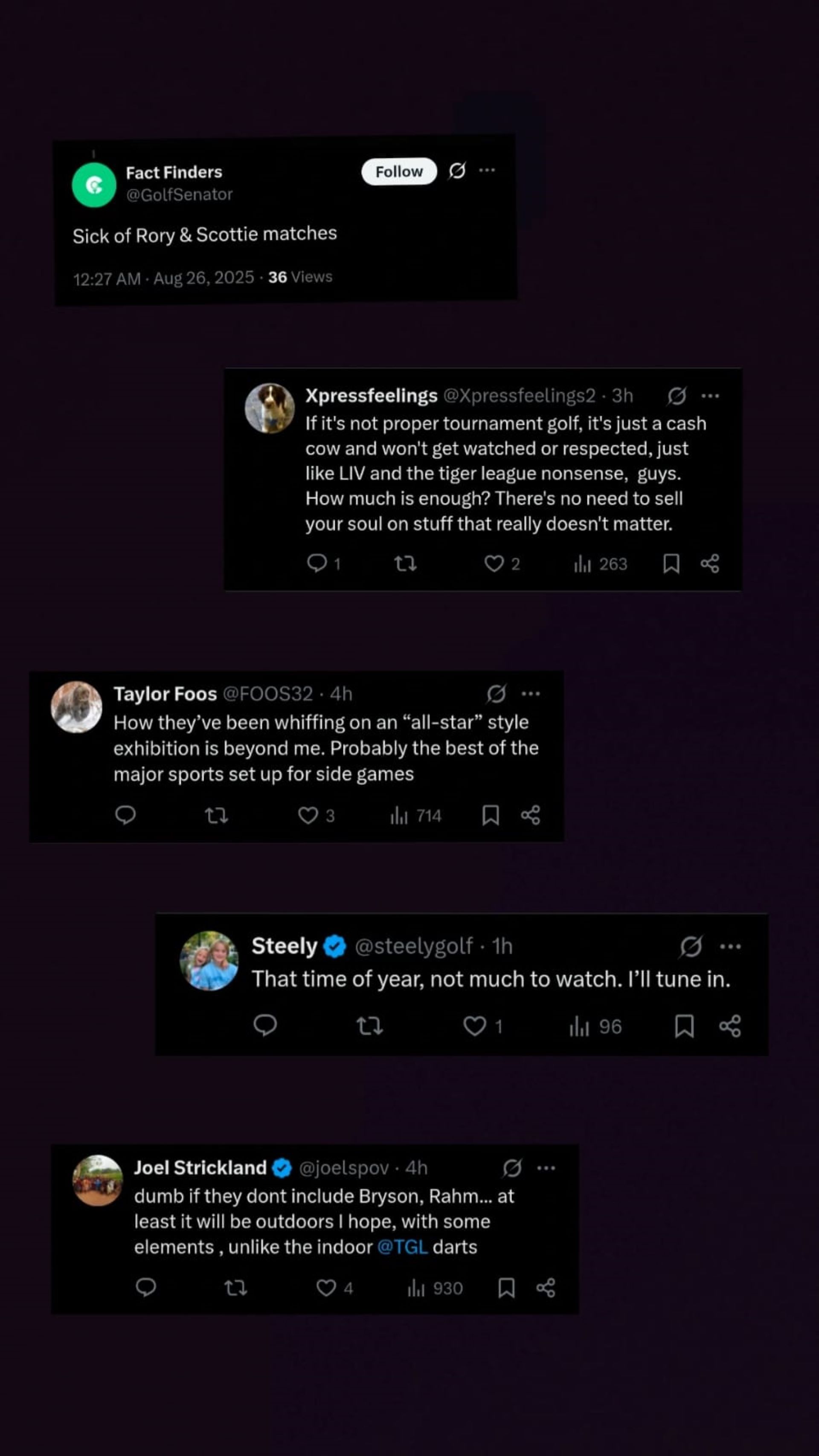 Screenshot of Fan Reactions under NUCLR Golf&#039;s post on X