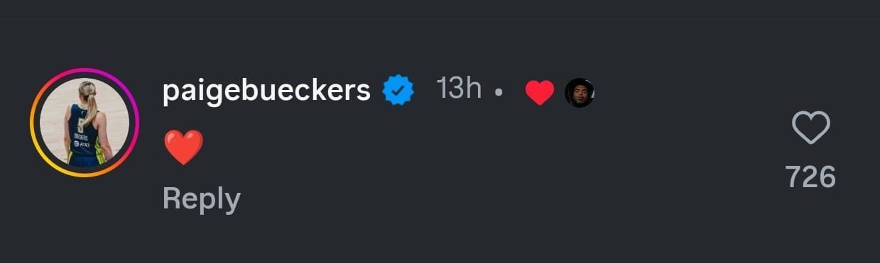 Paige Bueckers&rsquo; comment on Instagram.