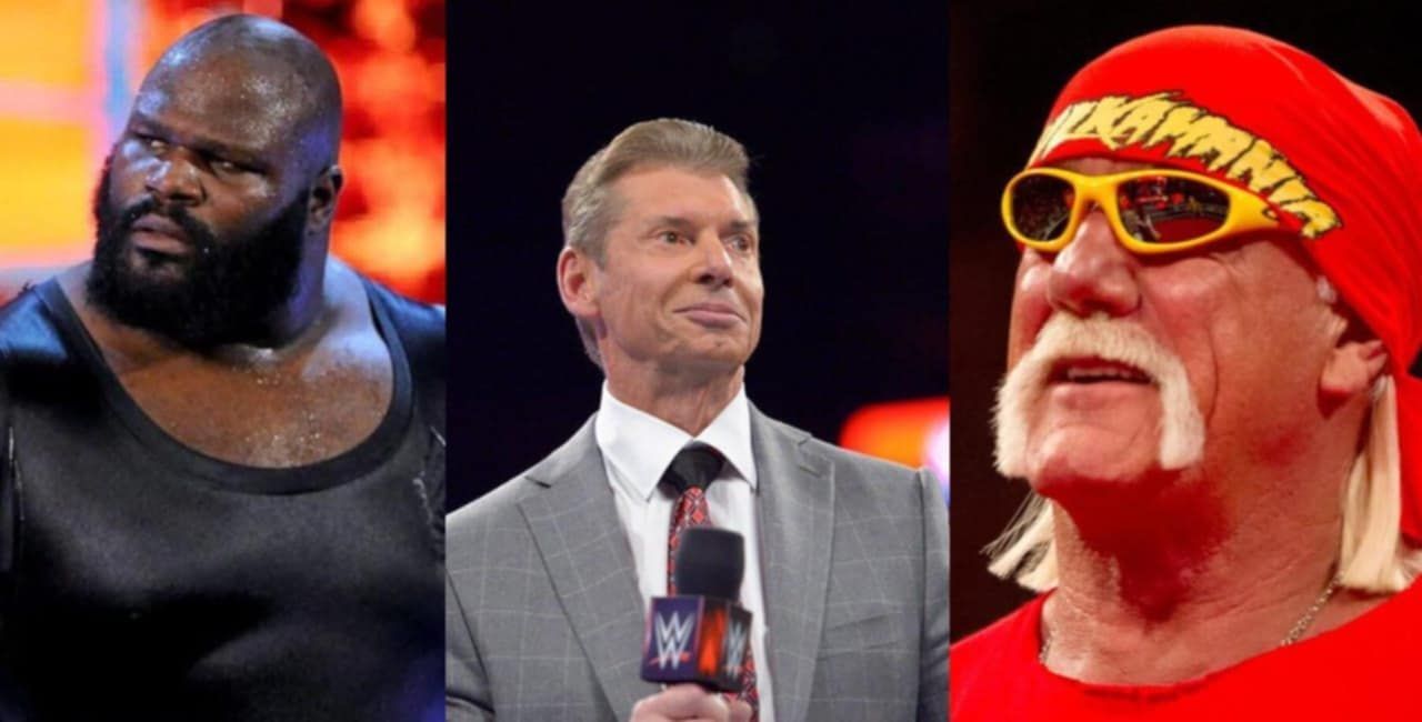 Mark Henry (left), Hulk Hogan with Vince McMahon (right) [Image credits: wwe.com and WWE on YouTube]