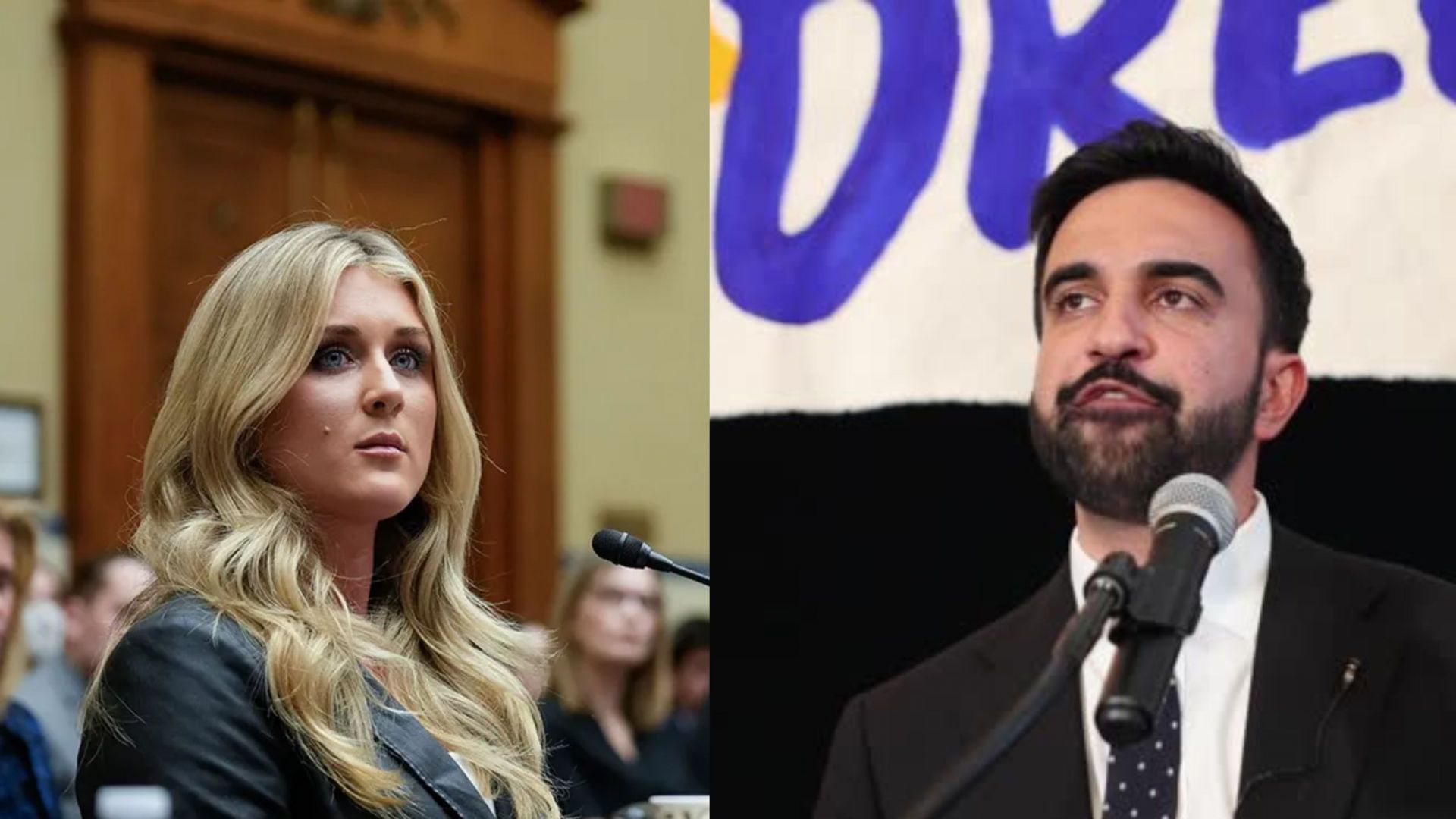 Riley Gaines takes a jibe at NYC mayor candidate Zohran Mamdani for failing to complete benchpress [Image Source : Getty] 