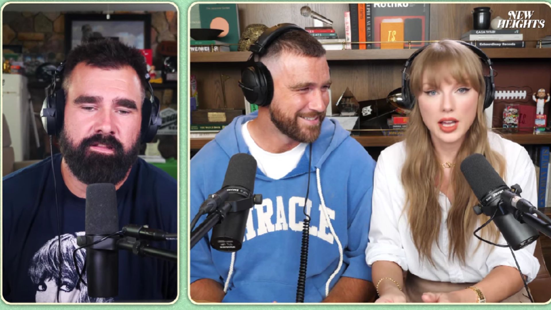 A still image from the podcast (Image via youtube/@New Heights)