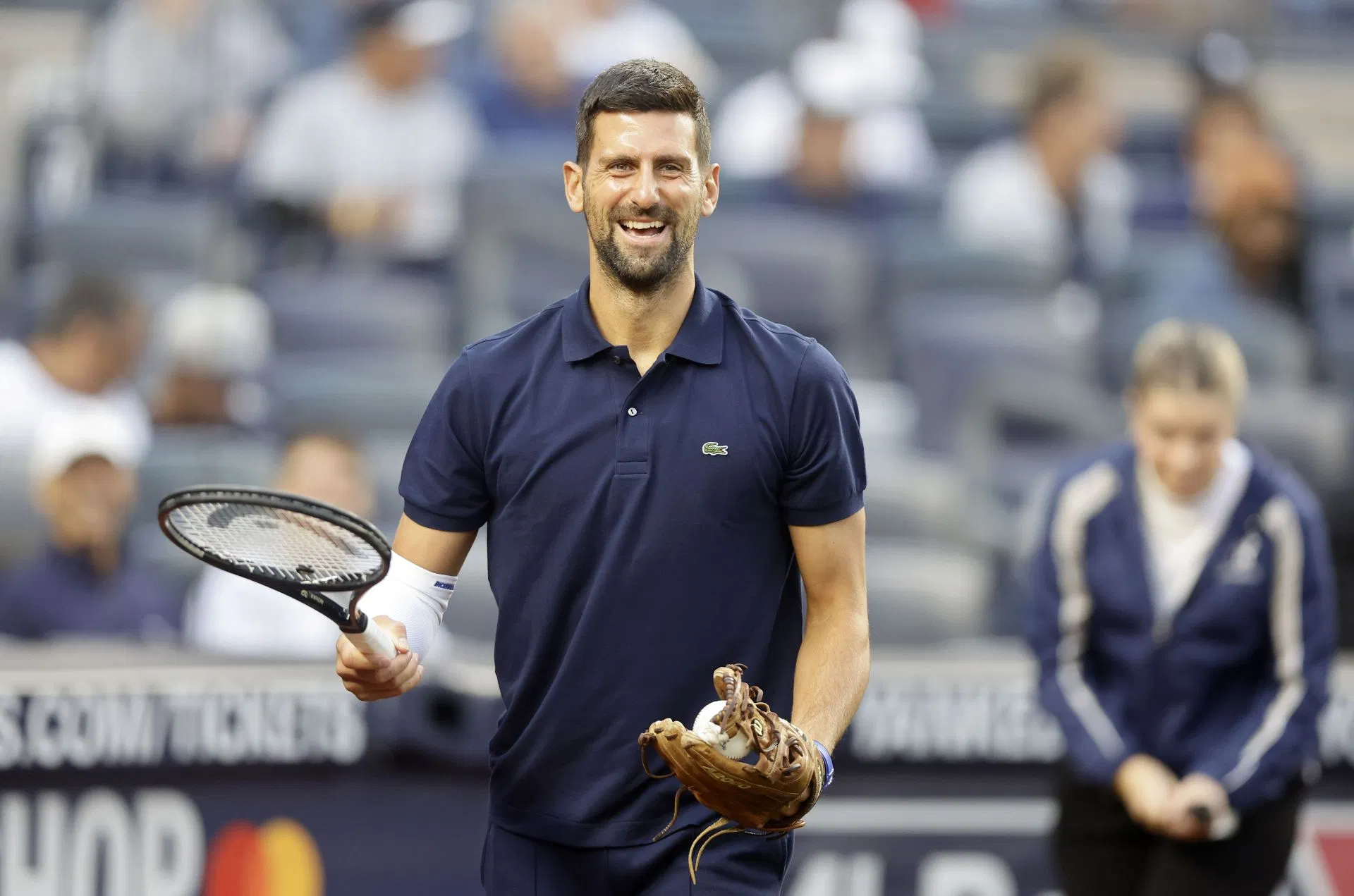Novak Djokovic at Yankee Stadium in New York City. (Photo by Getty Images)