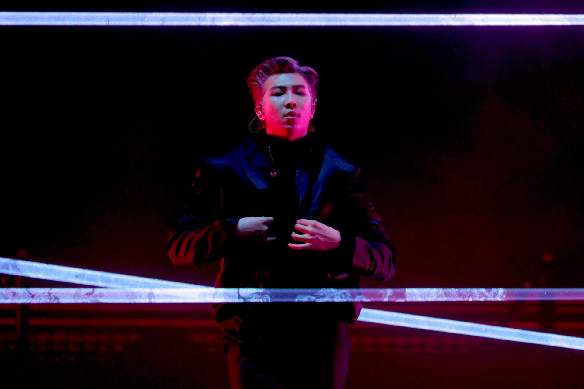 BTS&#039; RM at the 64th Annual GRAMMY Awards (Image via Getty)